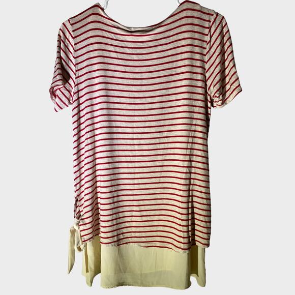 Moa Moa Striped Tunic Pink Red Nautical Short Sleeve Large - Picture 6 of 7